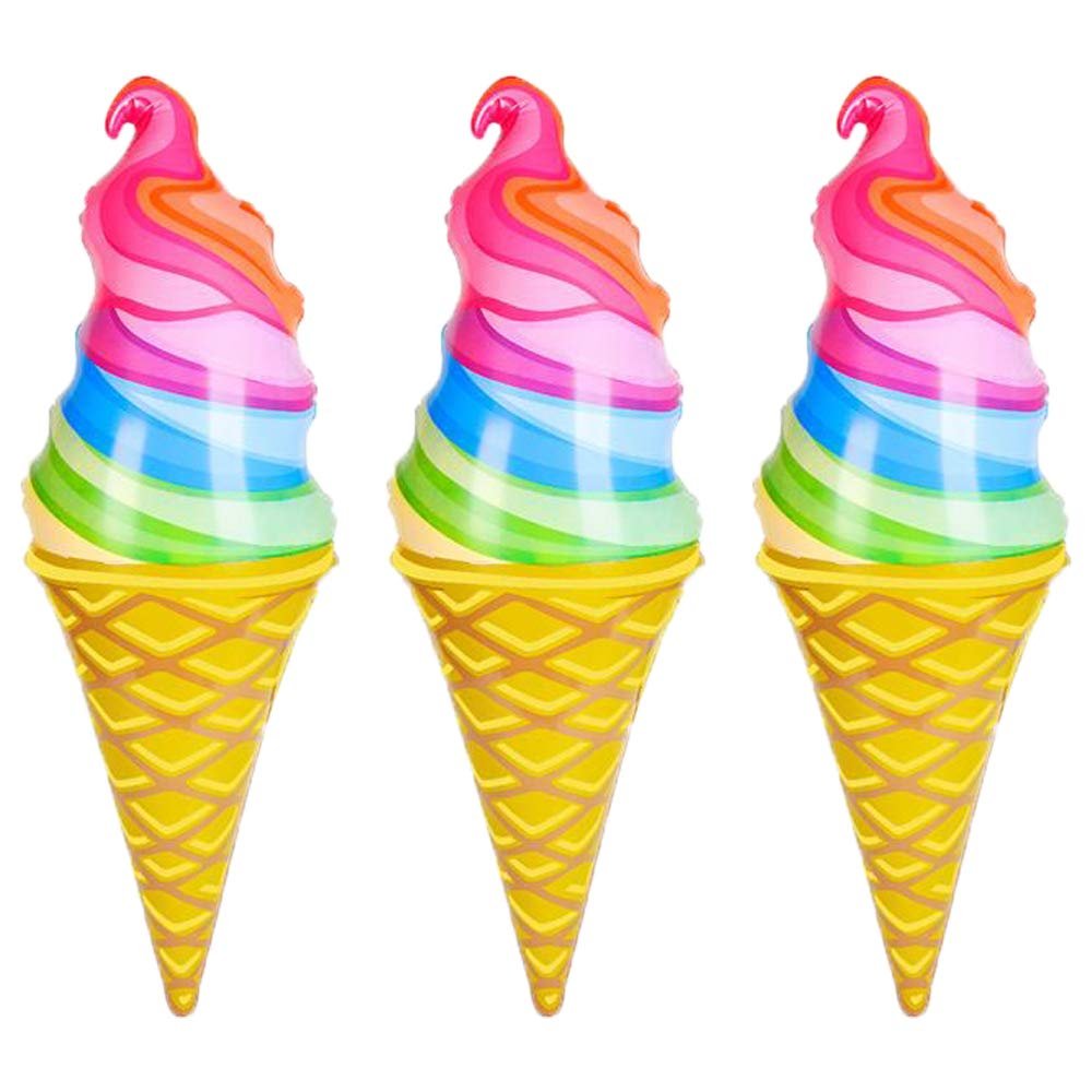 The Dreidel Company Rainbow Ice Cream Cones inflate, Toys with Vibrant Colors, Ice Cream Party Decorations, Fun Party inflates 36" 3 Feet Long (3-Pack)