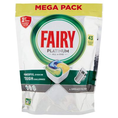 Fairy Platinum Lemon Dishwasher Pads, 43 Capsules