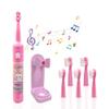 OJV 8620 Musical Electric Toothbrushes for Kids Children, 3 Modes 2 Min Timer, 6 Bristles Rechargeable Power Smart Sonic Music Play Song Toothbrush for Girls Age 3-14 with Wall Mounted Holder (Pink) view 1