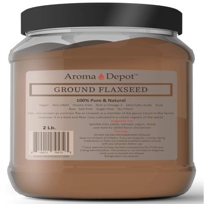 2 lb JAR Ground Brown Flaxseed Flax Seed Powder Omega-3 Fats | NON GMO | Gluten-free | 32 oz Semillas de linaza en polvo