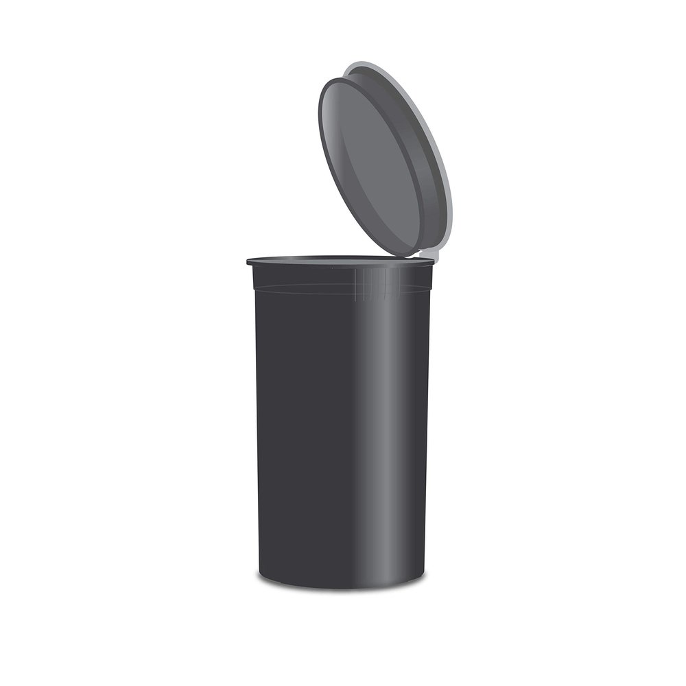 W Gallery 50 Black Vials - 19 DRAM Pop Top Bottle - Airtight Smell Proof Containers - Medical Grade Plastic Prescription Bottles for Pill Herb Flower Supplement, Bulk Pack, Not Glass Jars