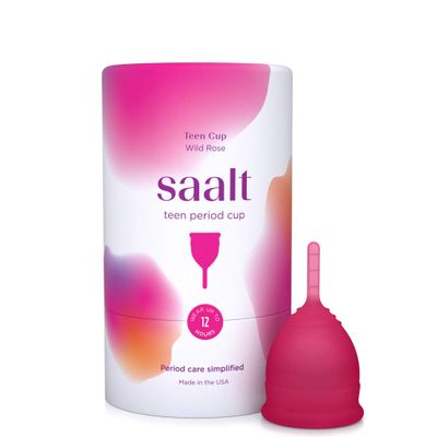 Saalt Teen Menstrual Cup Reusable Period Cup Made for Comfortable, Leak-Free Protection Up to 12 Hours BPA & Latex Free - Wild Rose