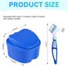KISEER Blue Denture Bath Case Cup Box Holder Storage Container with Denture Cleaner Brush Strainer Basket for Travel Cleaning view 2