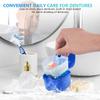 KISEER Blue Denture Bath Case Cup Box Holder Storage Container with Denture Cleaner Brush Strainer Basket for Travel Cleaning view 4