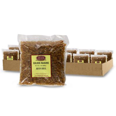 Golden Raisins 2 LB Bag - Premium Large Seedless Dried Sultanas from South Africa - No Added Sugar | by Spicy World (Pack of 12)