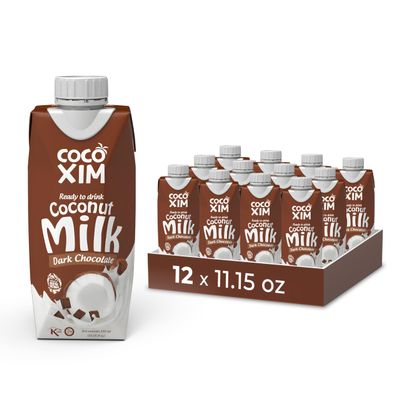COCOXIM Ready to Drink Dark Chocolate Coconut Milk 11 oz (Pack of 12) | 100% Vegan & Plant Based |Halal & Kosher Certified | Gluten & Lactose Free | Perfect to Add to Cereals, Smoothies and Desserts