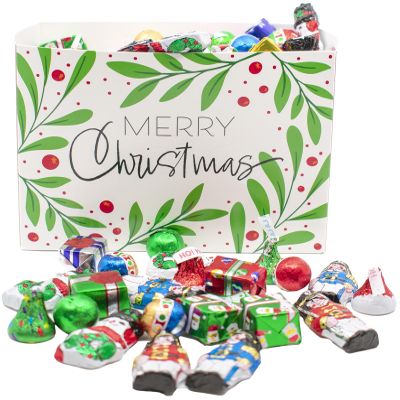 Festive Foil-Wrapped Christmas Milk Chocolates in a Box (2 lbs, Merry Christmas)