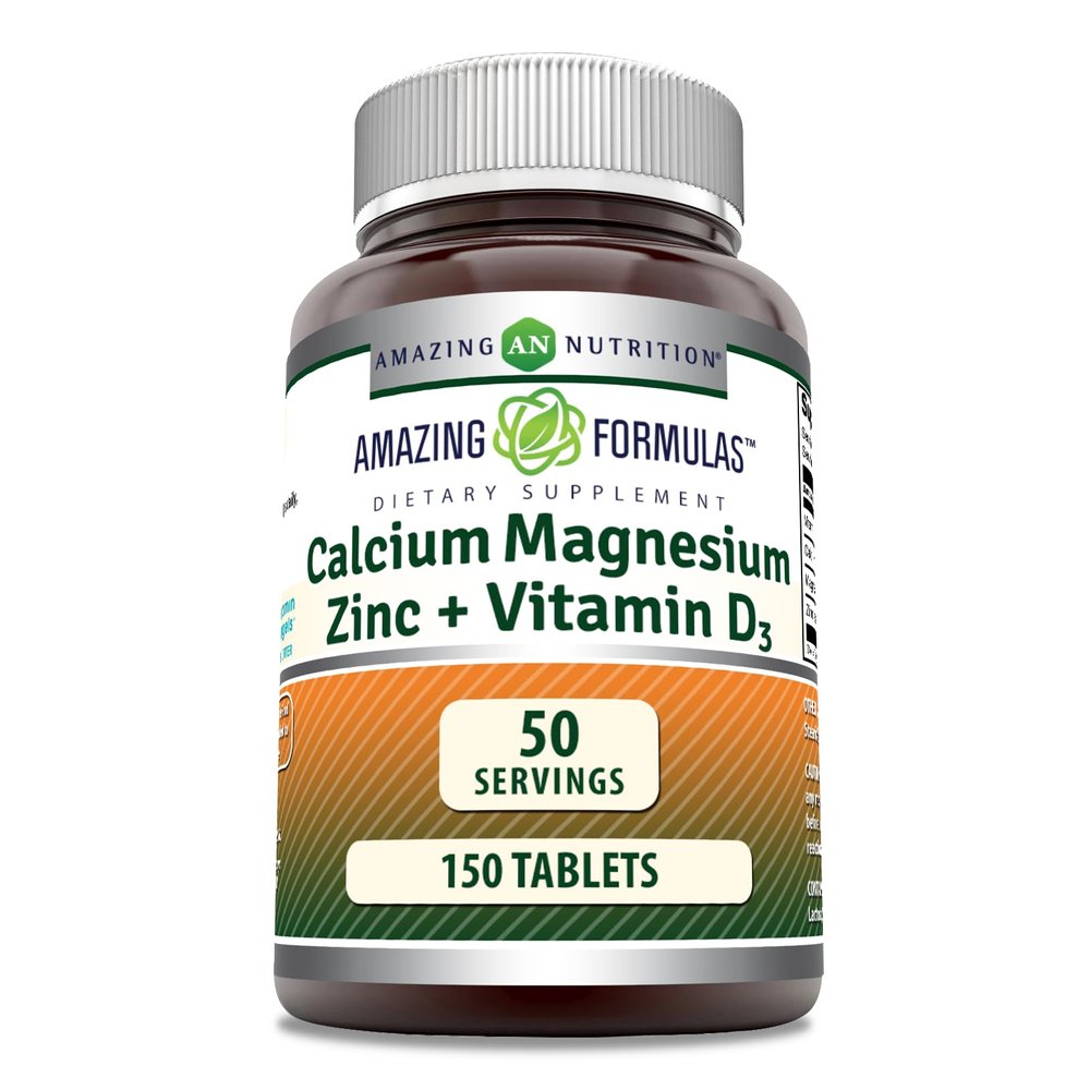 Amazing Formulas Calcium Magnesium Zinc + D3 Supplement | 150 Tablets | Non-GMO | Gluten-Free | Made in USA