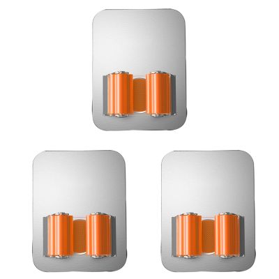 ZXCASDF Mop Hook Clip Artifact Stainless Steel Punch-Free Nail-Free Broom Cloth Rack Wall Hanging Strong Fixed Toilet Bathroom Anti-Skid Roller Storage,Orange