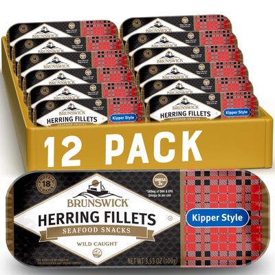 Brunswick Kipper Style Herring Fillets, 3.53 oz (Pack of 12)