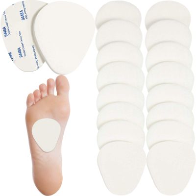 20 Pieces Metatarsal Felt Pads Foot Insert Pads Ball of Cushion for Pain Relief Forefoot and Sole Adhesive Foam Accessories for Men and Women 1/4 Inch Thick(White)