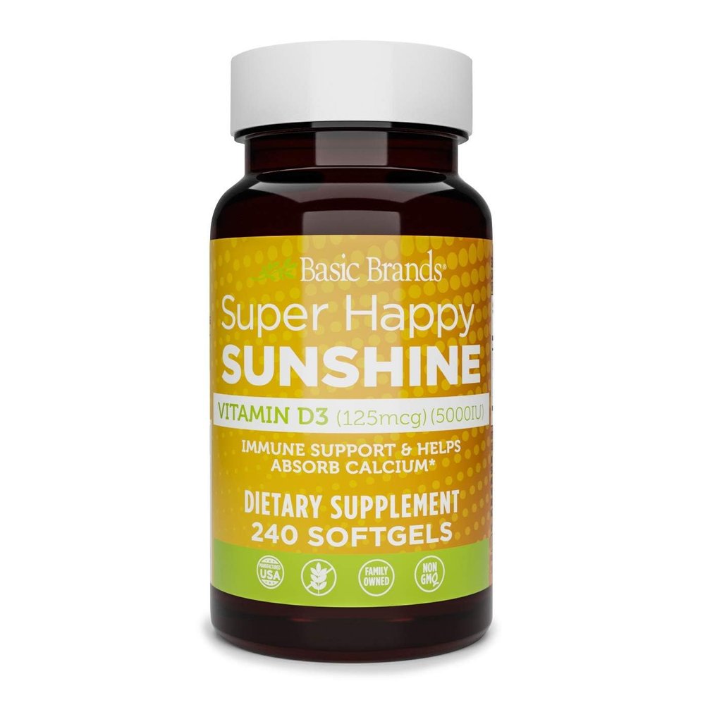 Basic Brands Super Happy Sunshine Vitamin D3 5000IU, 240-count (Pack of 1)