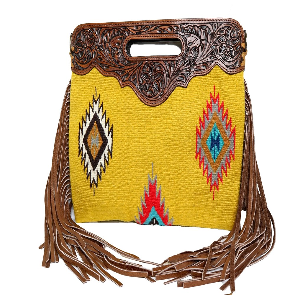 American Darling Aztec Cross Body Bag In Mustard Style Number ADBG496A