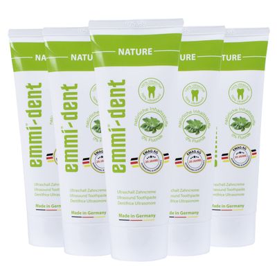 Emmi-dent Ultrasonic Toothpaste with Nano-Bubbles (Nature Extra Mild with no Fluoride, 5 Pack)