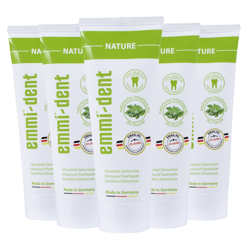 Emmi-dent Ultrasonic Toothpaste with Nano-Bubbles (Nature Extra Mild with no Fluoride, 5 Pack)