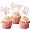 Rose Gold Glitter 40th Birthday Cupcake Toppers 40th Birthday Celebrating Party Decorations - Set of 24 view 1