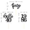 Black Glitter 40th Birthday Cupcake Toppers 40th Birthday Celebrating Party Decorations - Set of 24 view 2