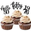 24 Pcs Black Glitter 50th Birthday Cupcake Toppers for 50th Birthday Celebrating Party Decorations view 1