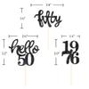 24 Pcs Black Glitter 50th Birthday Cupcake Toppers for 50th Birthday Celebrating Party Decorations view 2
