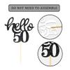 24 Pcs Black Glitter 50th Birthday Cupcake Toppers for 50th Birthday Celebrating Party Decorations view 3