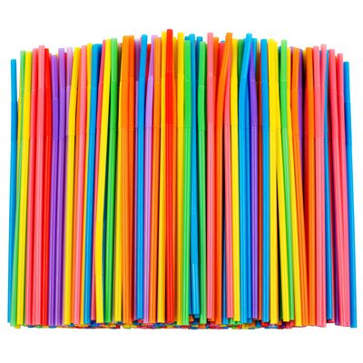 100 Pcs Colorful Flexible Plastic Straws, Disposable Bendy Straws, 10.2" Long and 0.23'' Diameter, BPA-Free