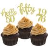 24 Pcs Gold Glitter 50th Birthday Cupcake Toppers for 50th Birthday Celebrating Party Decorations view 1