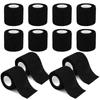 12 Pack Self Adherent Cohesive Wrap Bandages 2 Inches X 5 Yards, First Aid Tape, Elastic Self Adhesive Tape, Athletic, All Sports wrap Tape, Breathable Wound Tape, Bandage Wrap for Wrist, Ankle, Black view 1