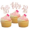 24 Pcs Rose Gold Glitter 50th Birthday Cupcake Toppers for 50th Birthday Celebrating Party Decorations view 1