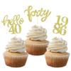 Gold Glitter 40th Birthday Cupcake Toppers 40th Birthday Celebrating Party Decorations - Set of 24 view 1