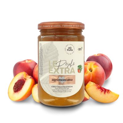 Agrimontana Peaches Extra Jam, Le Extra Line, 330 Grams / 11.64 Ounces