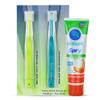 Growing Kids Oral Care Kit by Brilliant Oral Care- Set has Brilliant Child Toothbrush, Brilliant Kids Toothbrush & 2oz Spry Strawberry Banana Flavor Tooth Gel, Products for 2 Years Old and Up, Green view 3