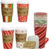 4E's Novelty Christmas Paper Cups Disposable 16 oz with Lids - 12 Pack Holiday Coffee Cups, Sleeves & Napkins for Hot Cocoa Bar, Christmas Cups with Lids for Party Supplies view 1