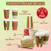 4E's Novelty Christmas Paper Cups Disposable 16 oz with Lids - 12 Pack Holiday Coffee Cups, Sleeves & Napkins for Hot Cocoa Bar, Christmas Cups with Lids for Party Supplies view 4