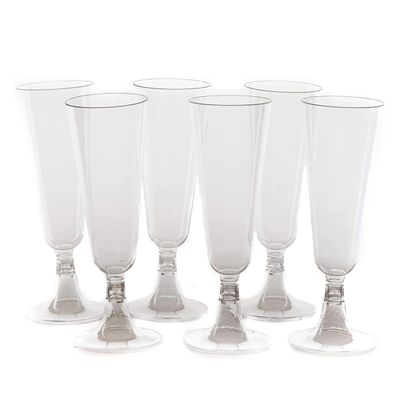[8 PACK] Plastic Champagne Flutes 5 oz - Hard Plastic Disposable Clear Plastic Glass Like Flutes - Champagne Glasses BPA Free Toasting Flutes - Weddings, Parties, Cocktail Cups, Mimosas, Wine, Sodas