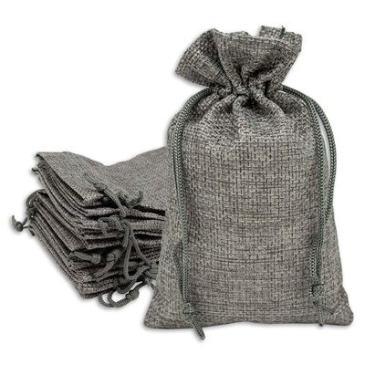12-Pack 8x10 Natural Burlap Gift Bags w. Drawstring (Cool Grey, Large) for Party Favors, Presents or DIY Craft by TheDisplayGuys