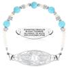 Divoti Jen Medical Alert Bracelet for Women with Free Engraving and Pearl & Turquoise Beads  Angel Wing Tag -White-7.0" view 1
