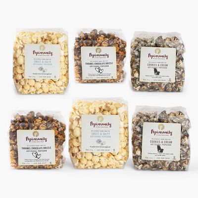 Popinsanity Gourmet Popcorn Deluxe Bag | Non-GMO & Dairy Free - Holiday, Thanksgiving, Corporate, Snacks, Office snacks, Get Well or Birthday Gift (3 Insanely Delicious Popcorn Flavors, 6 Pack)