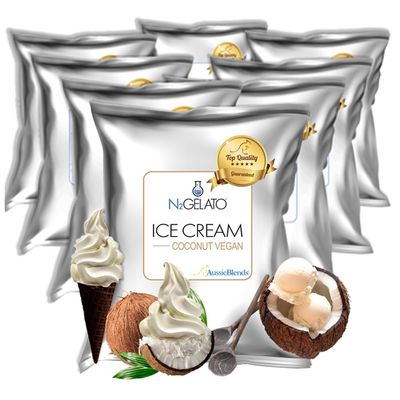 AussieBlends Coconut Vegan Ice Cream Mix For Soft Serve Ice Cream, Gelato, Rolled Ice Cream, Liquid Nitrogen Ice Cream Base & More, Plant-Based, 8-Pack, Imported