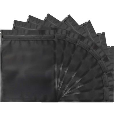 100 Pack Resealable Mylar Bags 7.1 x 10.2 Inch Smell Proof Bags Foil Pouch Flat Bag Matte Black