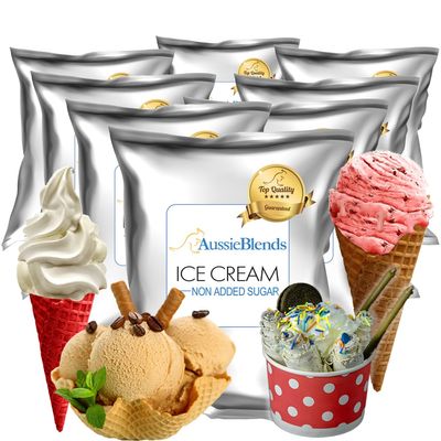 AussieBlends No Added Sugar Ice Cream Mix For Soft Serve, Milkshakes, Sundaes, and Frozen Desserts | Soft Serve Ice Cream Mix | 8-Pack, Imported