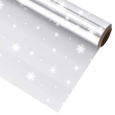 NUOBESTY Snowflake Cellophane Wrap Roll 1pc, 30mx80cm Christmas Wrapping Roll 3 Mil Thick Baskets present Cellophane Wrap Wedding present Packaging for, Baskets, Arts Crafts, Treats