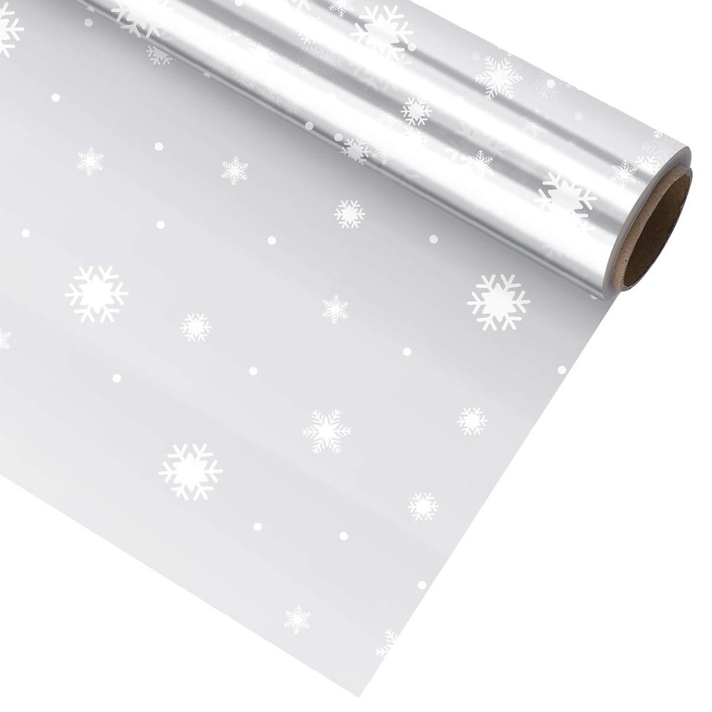 NUOBESTY Snowflake Cellophane Wrap Roll 1pc, 30mx80cm Christmas Wrapping Roll 3 Mil Thick Baskets present Cellophane Wrap Wedding present Packaging for, Baskets, Arts Crafts, Treats