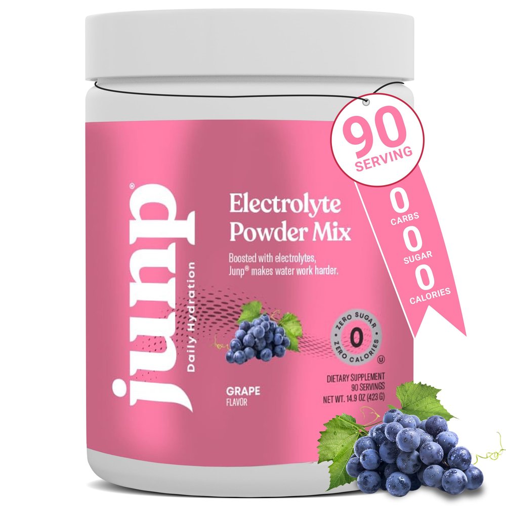 JUNP Electrolytes Powder No Sugar No Carbs  Vine Ripened Grape Keto Electrolyte Drink Mix - Potassium & Salt Hydration Powder Electrolytes Zero Calorie Sugar Free Electrolyte Powder, 90 Servings
