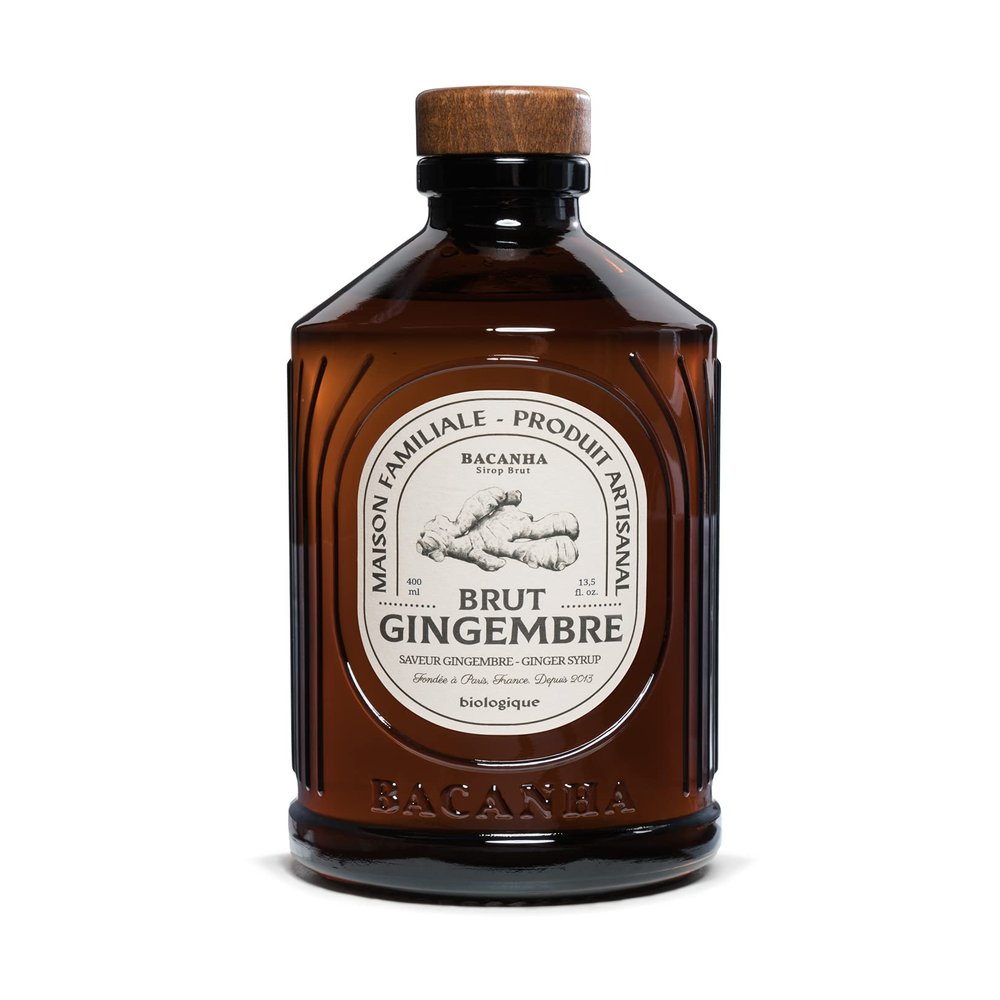Bacanha Organic Raw Ginger Syrup - Premium French Spiced Syrup - 400ml Glass Bottle  Warm & Zesty Flavor for Cocktails, Teas & Lemonades - Gourmet and Organic - 400ml Glass Bottle