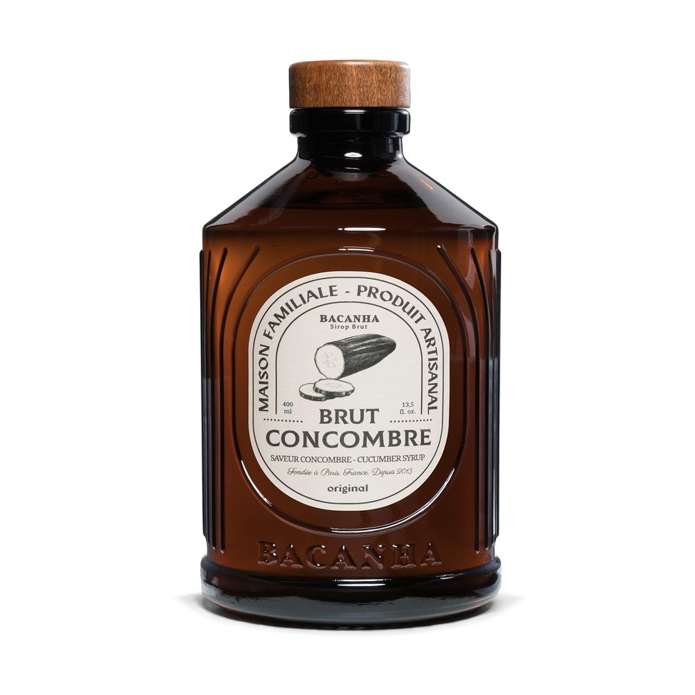 Bacanha - Raw Organic Cucumber Syrup | 13.53 Fl Oz (One 400ml Glass Bottle) | Imported from France