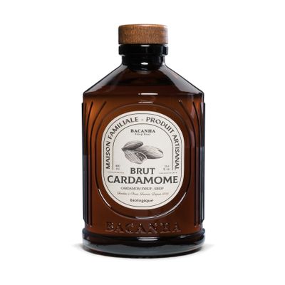 Bacanha Organic Raw Cardamom Syrup - Premium French Artisanal Syrup - Spicy & Aromatic Flavor for Coffee, Tea & Cocktails - Gourmet and Organic - For Lattes and More - 400ml Glass Bottle