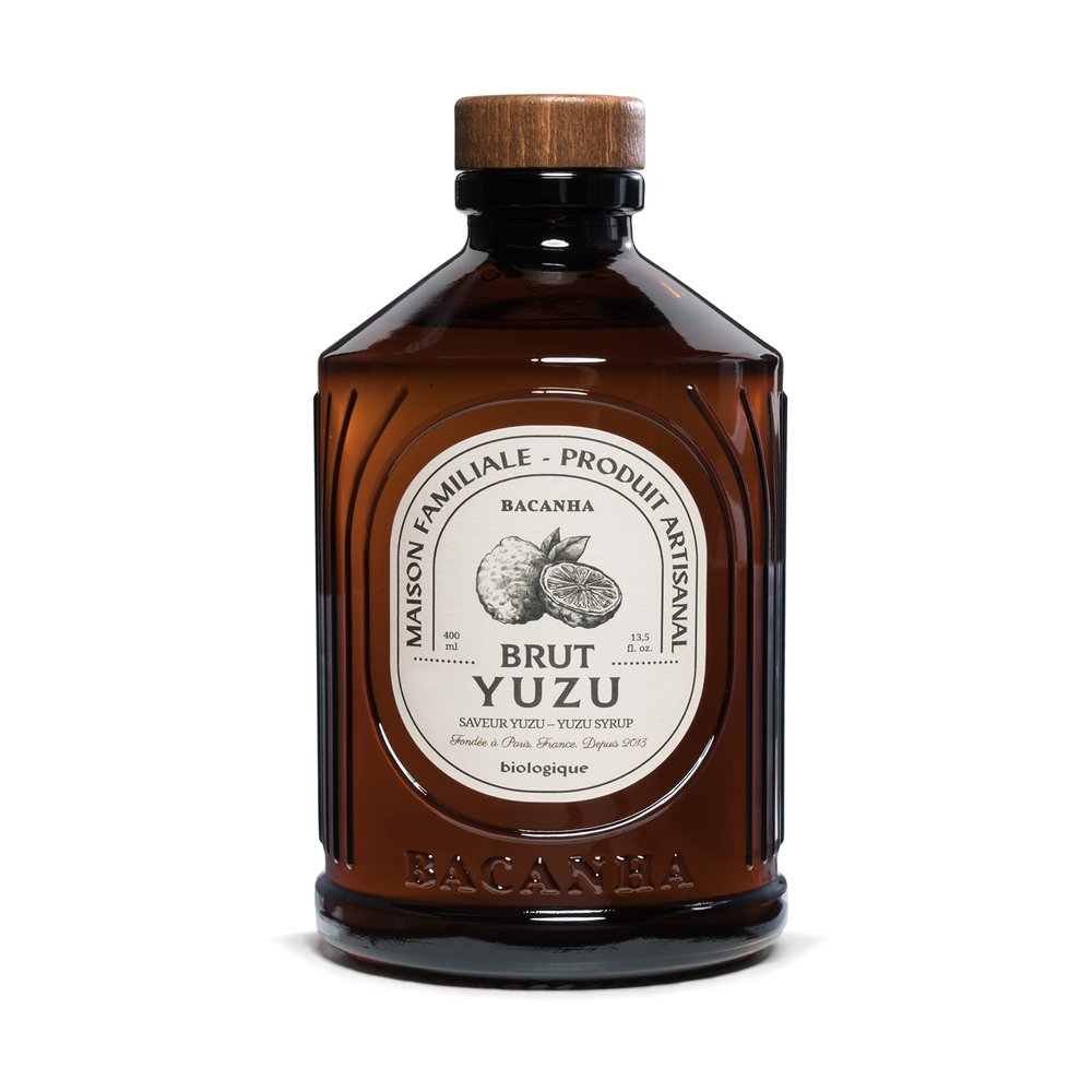 Bacanha Organic Raw Yuzu Syrup - Premium French Citrus Syrup - Tangy & Exotic Flavor for Cocktails & Lemonades - Gourmet and Organic - For Coffee, Mocktails, Teas, Desserts - 400ml Glass Bottle