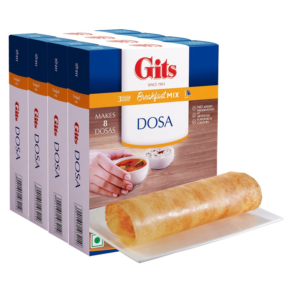 Gits Instant Rice Dosa Breakfast Mix, 800g (Pack of 4 X 200g Each)