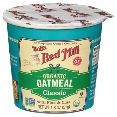 Bob's Red Mill Organic Gluten Free Oatmeal Cup, Classic with Flax/Chia, 1.8 Ounce (Pack of 1), Non-GMO, Whole Grain, Kosher