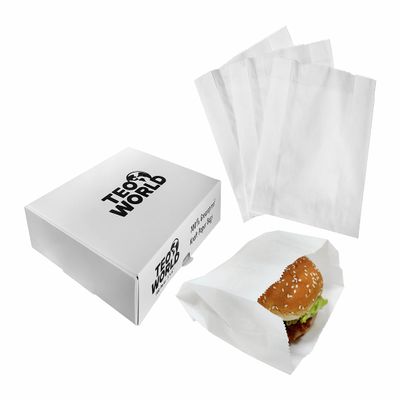 100% Greaseproof White Kraft Paper Bags, 5" x 6" x 2", 100pcs - Perfect for Burgers, Sandwiches, Bakery, Candies & More. Sturdy